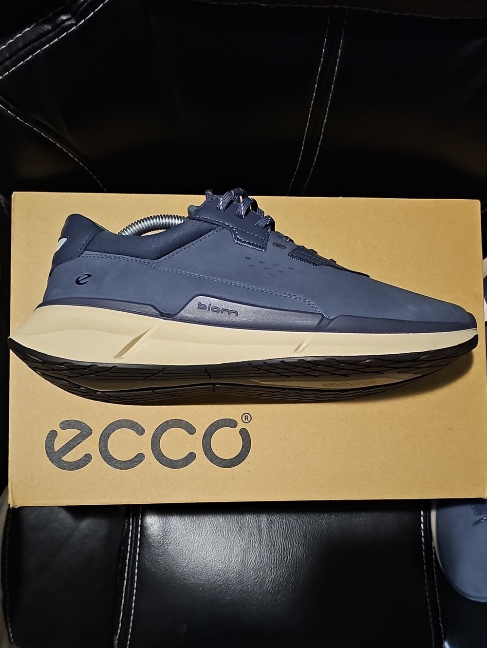 ECCO - (BIOM Model# 830764) Men’s Navy and Cream Leather Sneakers